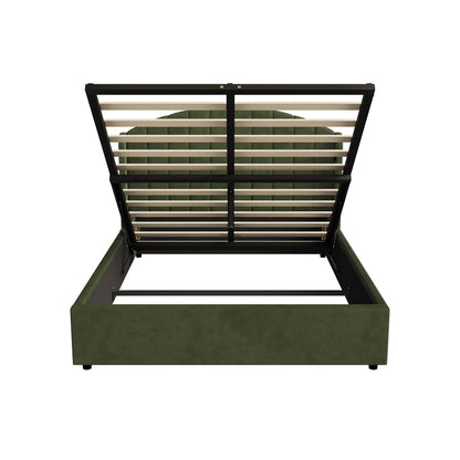 Bed Frame Queen With Gas Lift Storage USB Charging Velvet
