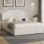 Queen Gas Lift Storage Bed Boucle USB Charging | HomeAndLivi