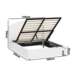 Queen Gas Lift Storage Bed Boucle USB Charging | HomeAndLivi