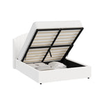 Queen Gas Lift Storage Bed Boucle USB Charging | HomeAndLivi