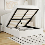 Queen Gas Lift Storage Bed Boucle USB Charging | HomeAndLivi