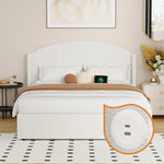 Queen Gas Lift Storage Bed Boucle USB Charging | HomeAndLivi