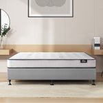 King Bed Frame Upholstered Platform with Bonnell Spring Mattress Beige
