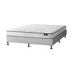 King Bed Frame Upholstered Platform with Bonnell Spring Mattress Beige