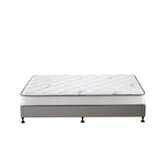 King Bed Frame Upholstered Platform with Bonnell Spring Mattress Beige