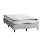 King Bed Frame Upholstered Platform with Bonnell Spring Mattress Beige