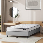King Bed Frame Upholstered Platform with Bonnell Spring Mattress Beige