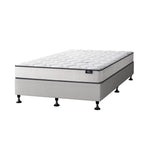 King Bed Frame Upholstered Platform with Bonnell Spring Mattress Beige