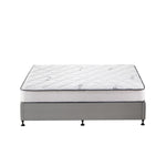 King Bed Frame Upholstered Platform with Bonnell Spring Mattress Beige