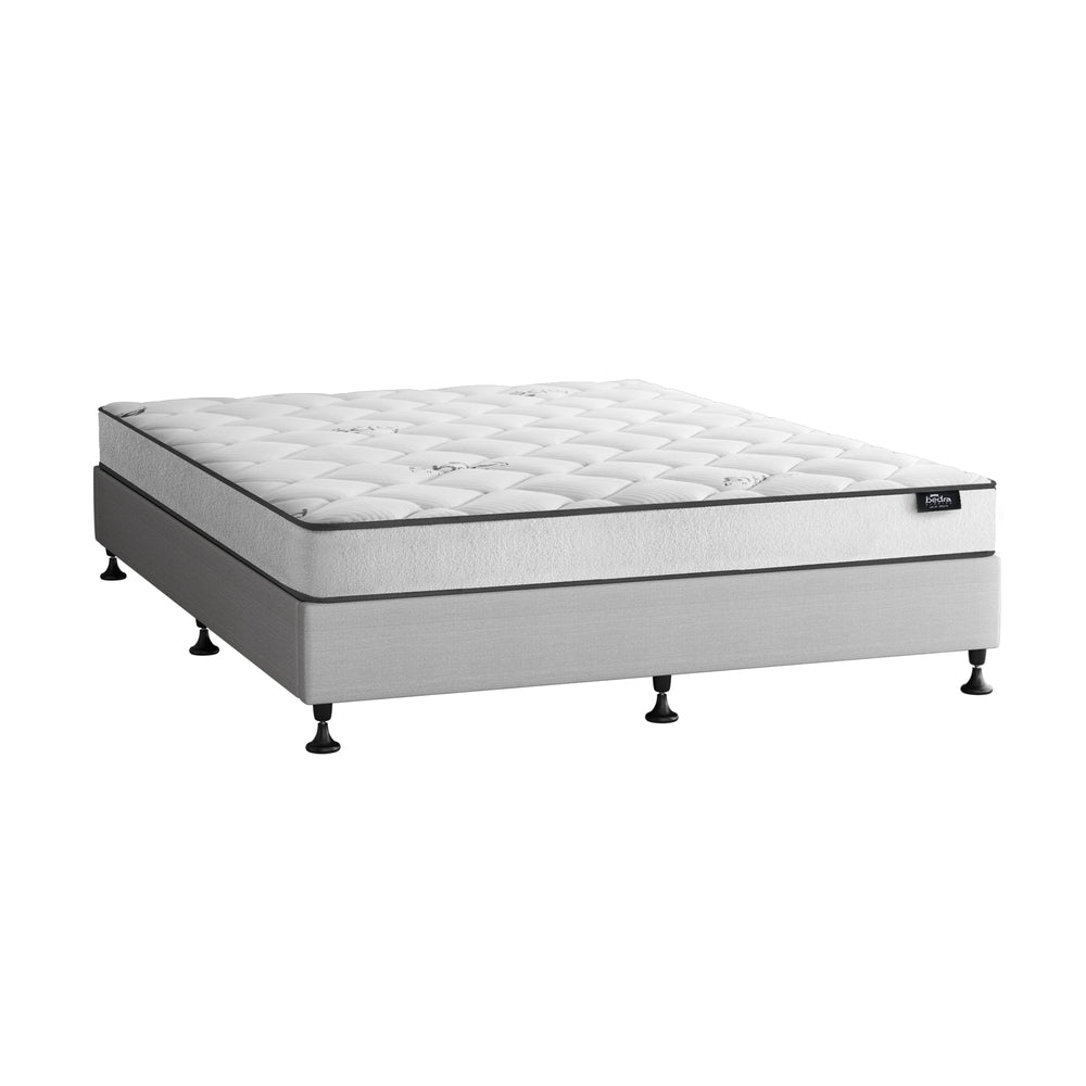 Queen Bed Frame Upholstered Platform With Mattress Medium Firm 6.0 Coil Wooden Beige