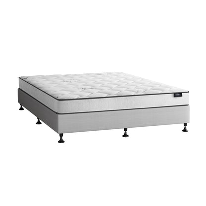 Queen Bed Frame Upholstered Platform With Mattress Medium Firm 6.0 Coil Wooden Beige