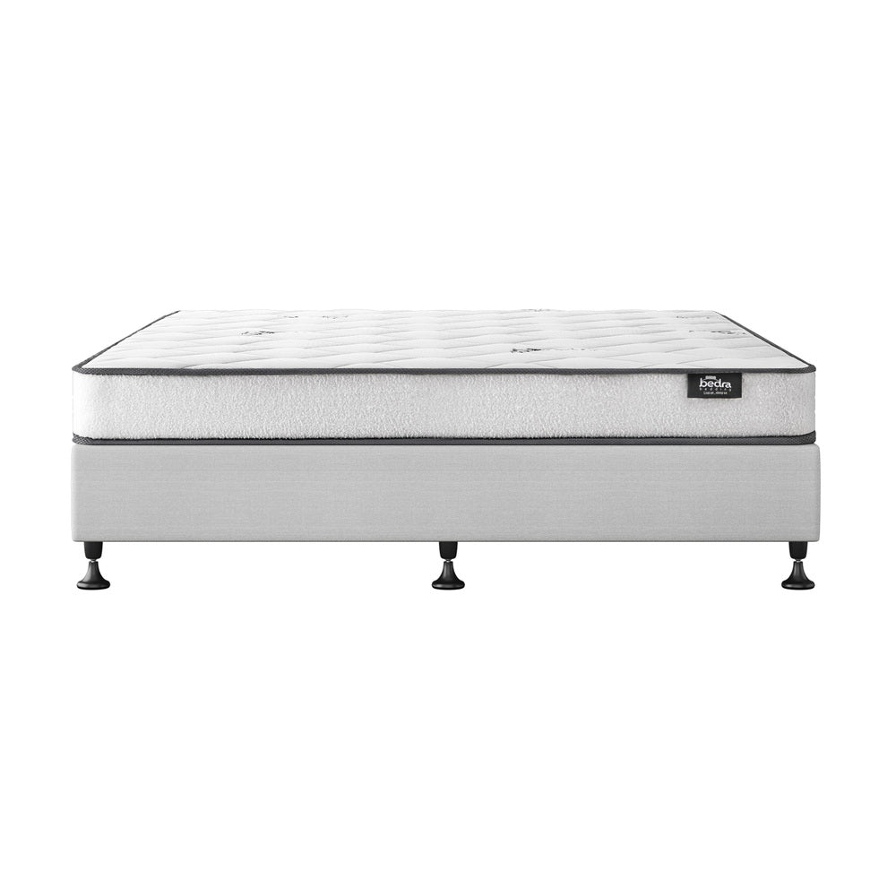 Queen Bed Frame Upholstered Platform With Mattress Medium Firm 6.0 Coil Wooden Beige