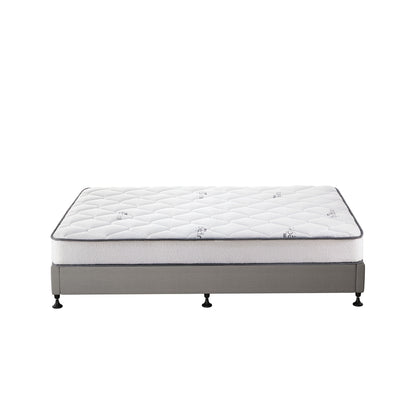 Queen Bed Frame Upholstered Platform With Mattress Medium Firm 6.0 Coil Wooden Beige