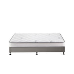 Queen Bed Frame Upholstered Platform With Mattress Medium Firm 6.0 Coil Wooden Beige