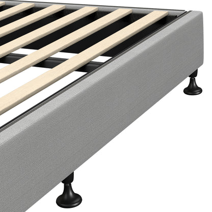 Queen Bed Frame Upholstered Platform With Mattress Medium Firm 6.0 Coil Wooden Beige