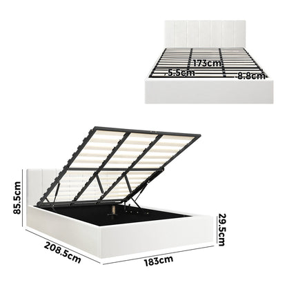 Bed Frame Double/King/King Single/Queen/Single Size Gas Lift Base PU Leather ZOE