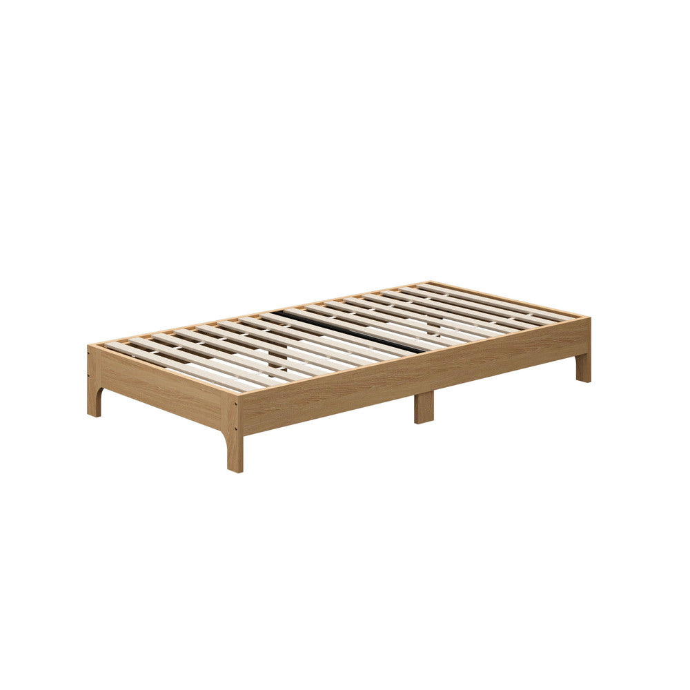 King Single Wooden Bed Frame Natural 203x107x30cm