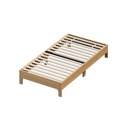 King Single Wooden Bed Frame Natural 203x107x30cm