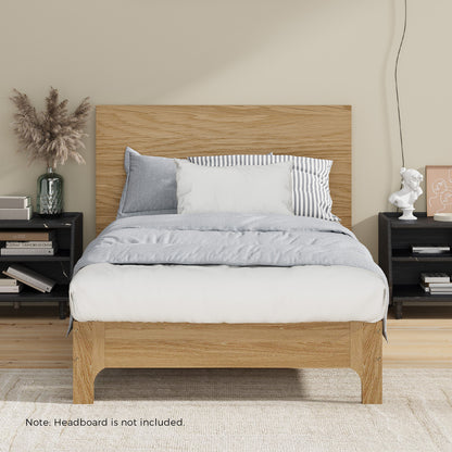 King Single Wooden Bed Frame Natural 203x107x30cm