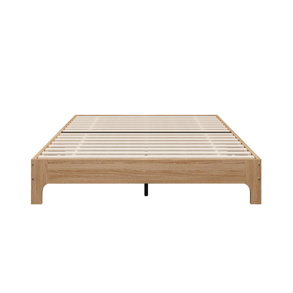 Queen Size Wooden Bed Frame Natural 203x153x30cm