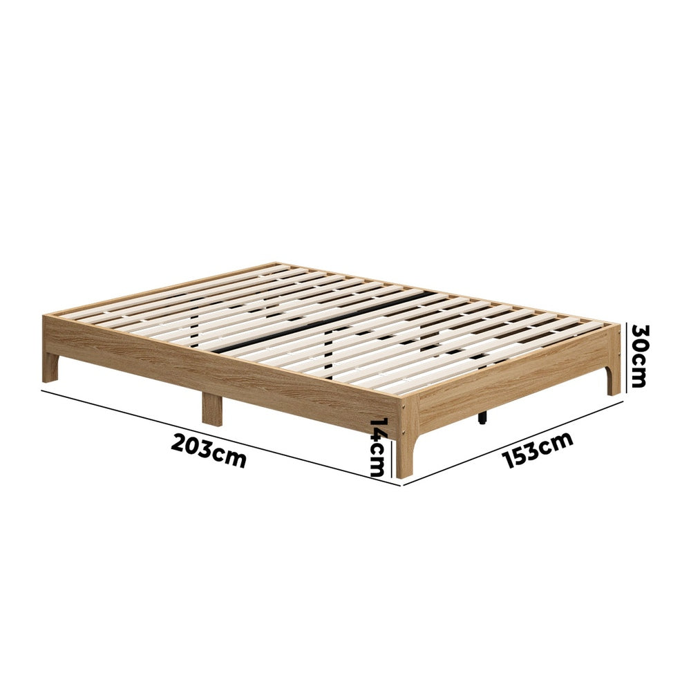 Queen Size Wooden Bed Frame Natural 203x153x30cm