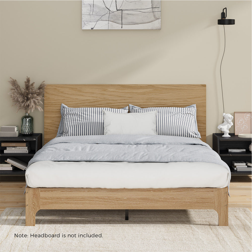 Queen Size Wooden Bed Frame Natural 203x153x30cm