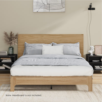 Queen Size Wooden Bed Frame Natural 203x153x30cm