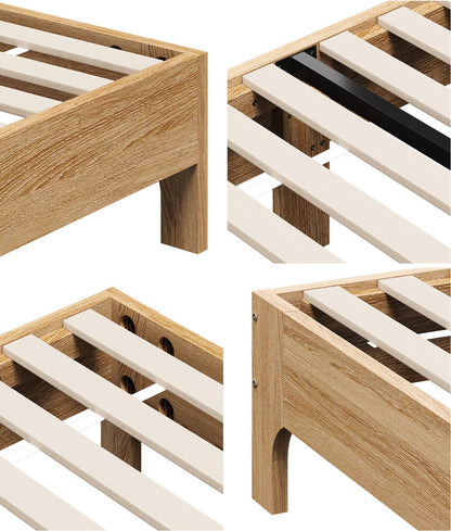 Queen Size Wooden Bed Frame Natural 203x153x30cm
