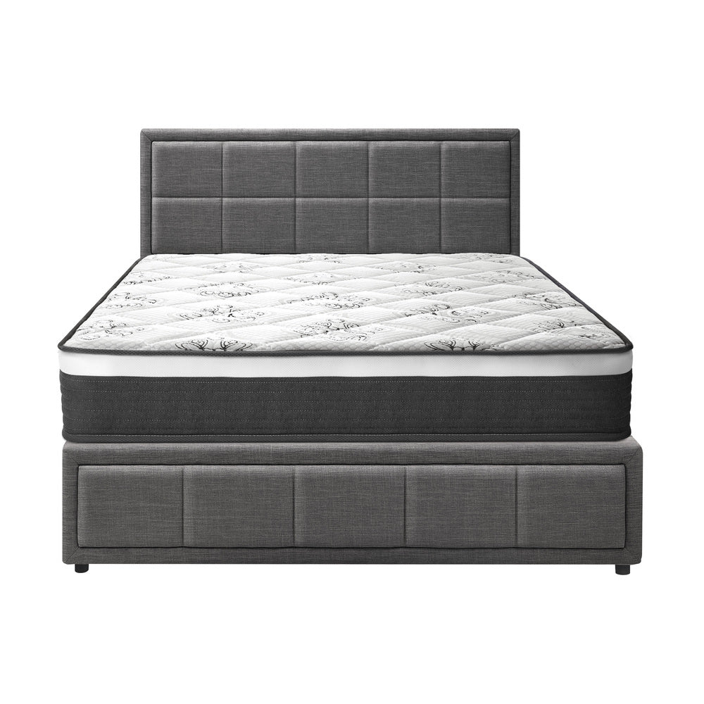 Bed Frame With Mattress Set Double Queen & King Size Gas Lift Grey BOSS