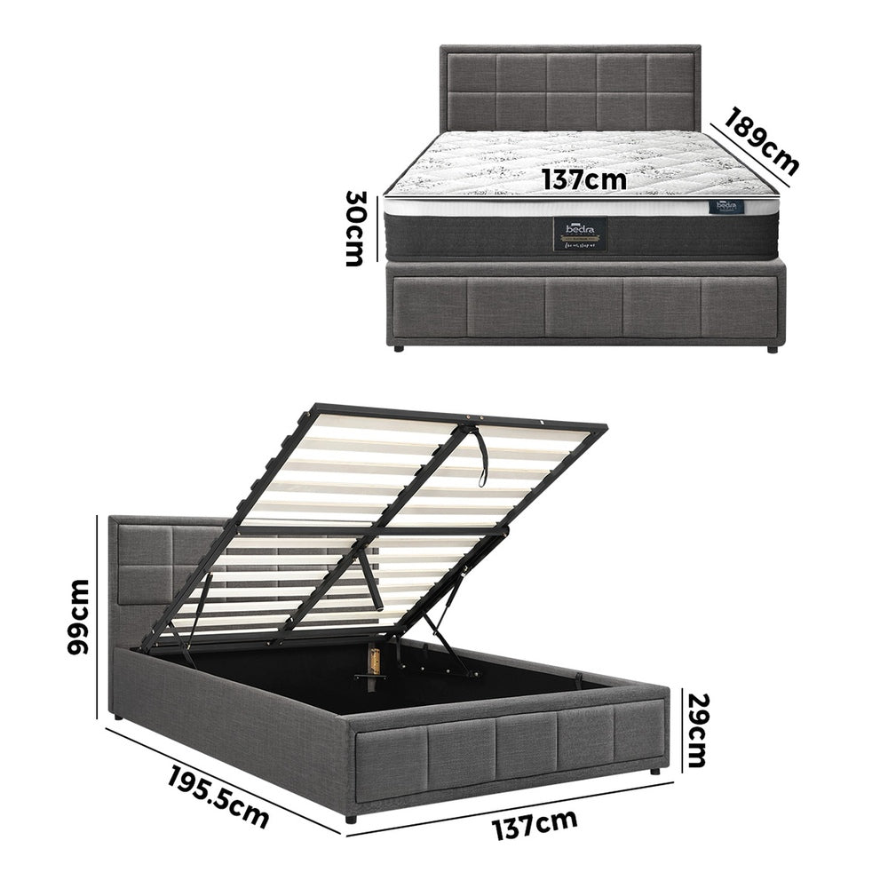 Bed Frame With Mattress Set Double Queen & King Size Gas Lift Grey BOSS