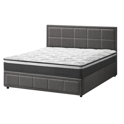 Bed Frame With Mattress Set Double Queen & King Size Gas Lift Grey BOSS