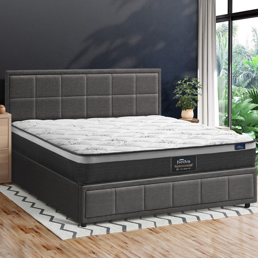 Bed Frame With Mattress Set Double Queen & King Size Gas Lift Grey BOSS