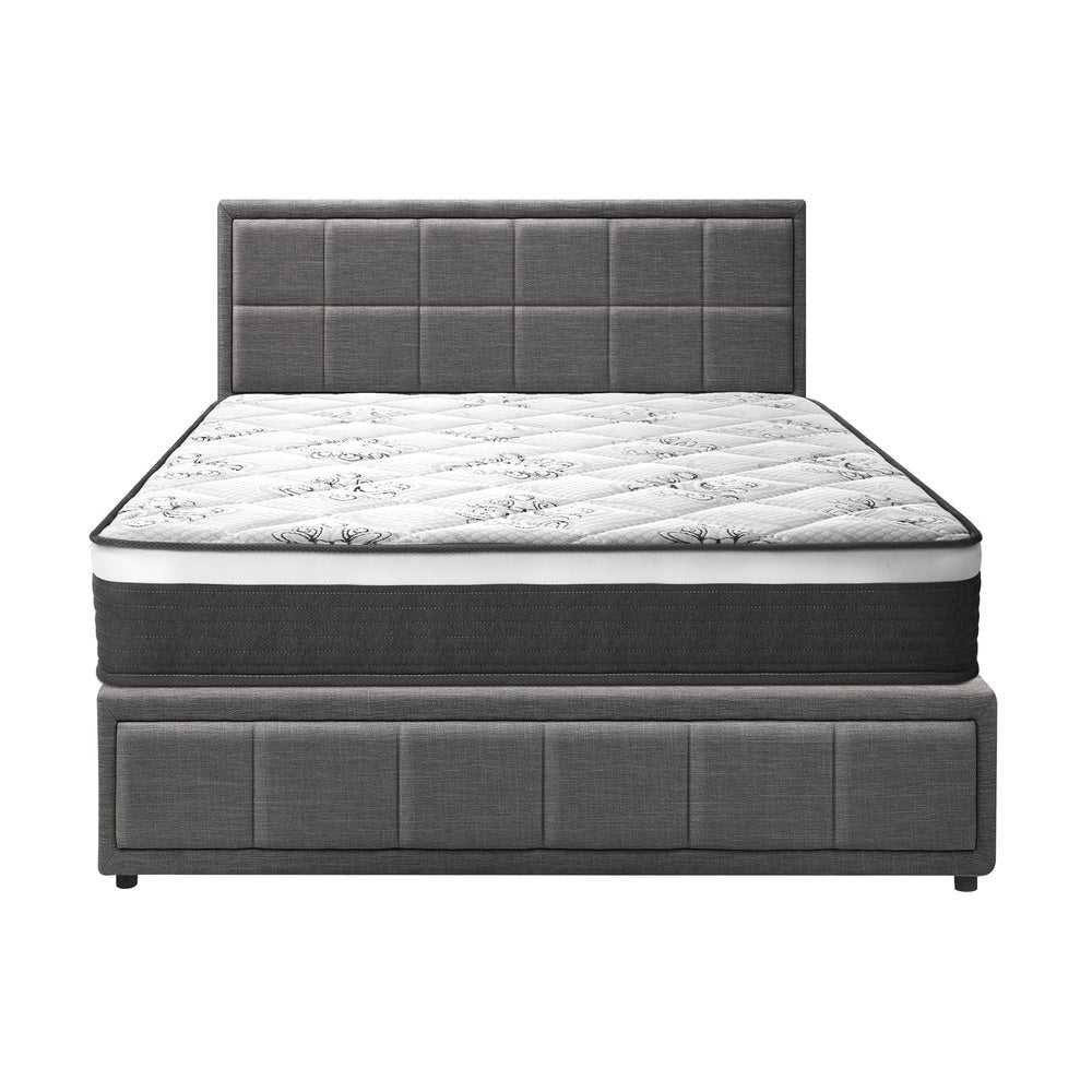 Bed Frame With Mattress Set Double Queen & King Size Gas Lift Grey BOSS