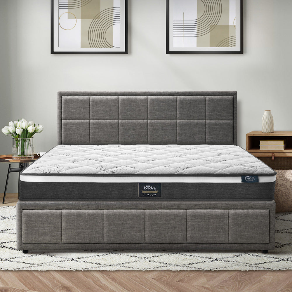 Bed Frame With Mattress Set Double Queen & King Size Gas Lift Grey BOSS
