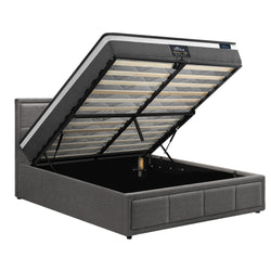 Bed Frame With Mattress Set King Single Gas Lift Grey BOSS