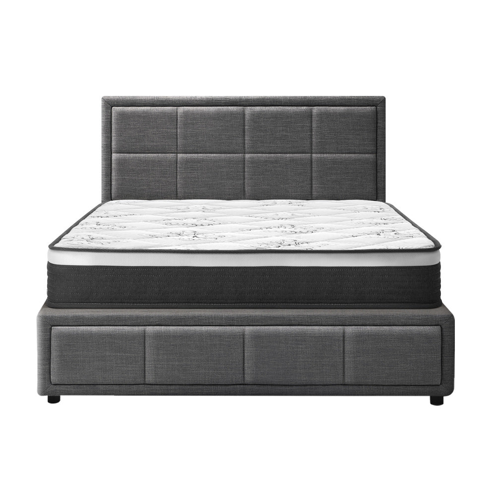 Bed Frame With Mattress Set King Single Gas Lift Grey BOSS