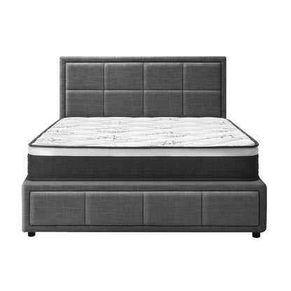 Bed Frame With Mattress Set King Single Gas Lift Grey BOSS