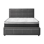 Bed Frame With Mattress Set King Single Gas Lift Grey BOSS