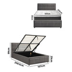Bed Frame With Mattress Set King Single Gas Lift Grey BOSS