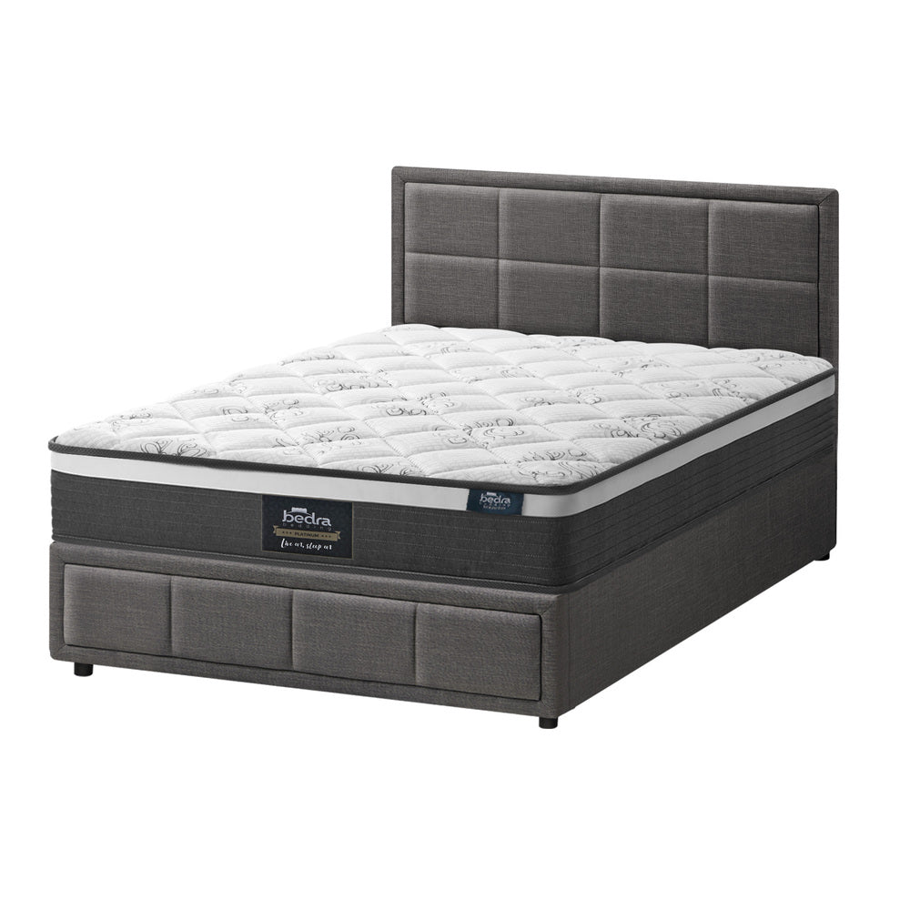 Bed Frame With Mattress Set King Single Gas Lift Grey BOSS