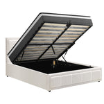 Bed Frame With Mattress Set Double Size Gas Lift White BOSS