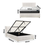 Bed Frame With Mattress Set Double Size Gas Lift White BOSS