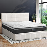 King Size Bed Frame with Gas Lift Mattress Set in White for Bedroom Use