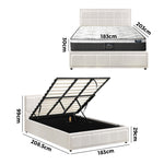 King Size Bed Frame with Gas Lift Mattress Set in White for Bedroom Use