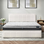 King Size Bed Frame with Gas Lift Mattress Set in White for Bedroom Use