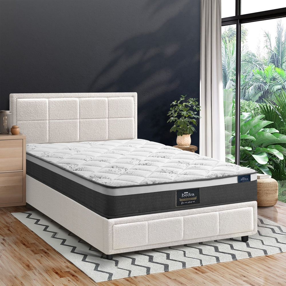 Bed Frame with Mattress Set King Single &King Size Gas Lift Boucle BILY