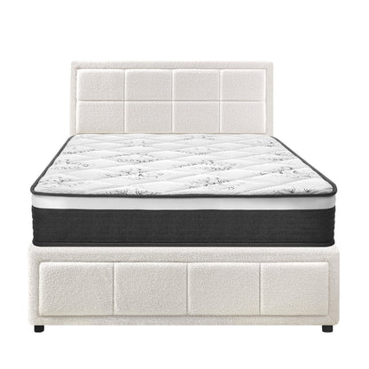 Bed Frame with Mattress Set King Single &King Size Gas Lift Boucle BILY