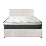 Bed Frame With Mattress Set Queen Size Gas Lift White BOSS