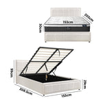 Bed Frame With Mattress Set Queen Size Gas Lift White BOSS