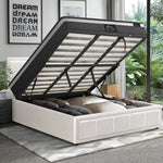 Bed Frame With Mattress Set Queen Size Gas Lift White BOSS